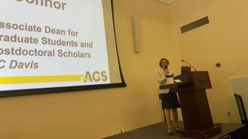 Dean Ellen Hartigan-O'Connor presents the AGS23 closing remarks.