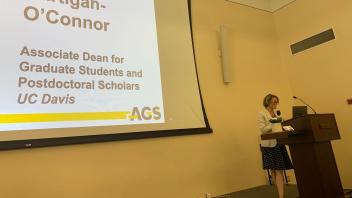 Dean Ellen Hartigan-O'Connor presents the AGS23 closing remarks.