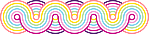 A decorative rainbow loop footer